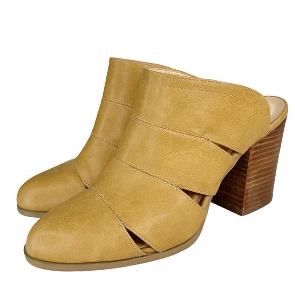 CCOCCI Faith Leather Mules Coccinelle Slip On Shoes Block Heels Tan Brown 9 - Picture 9 of 9